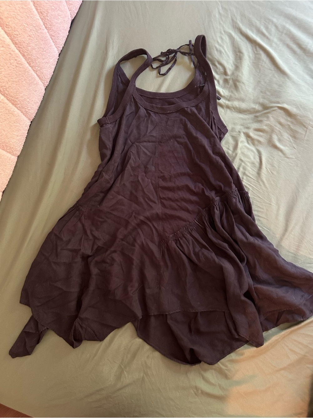Asymmetrical Sleeveless Dress in Deep Brown
